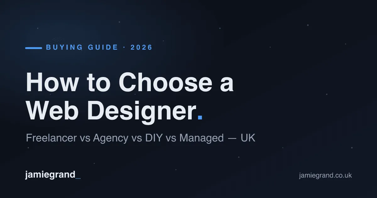 How to choose a web designer in the UK — freelancer vs agency vs DIY vs managed, 2026 buying guide