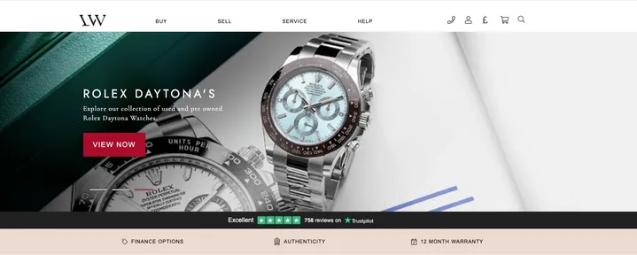 Luxe Watches homepage hero