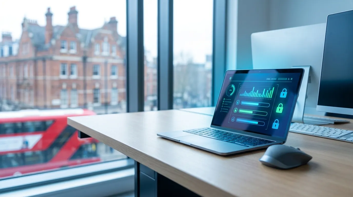 Modern office desk setup illustrating the process of migrating from GoDaddy to a static site.