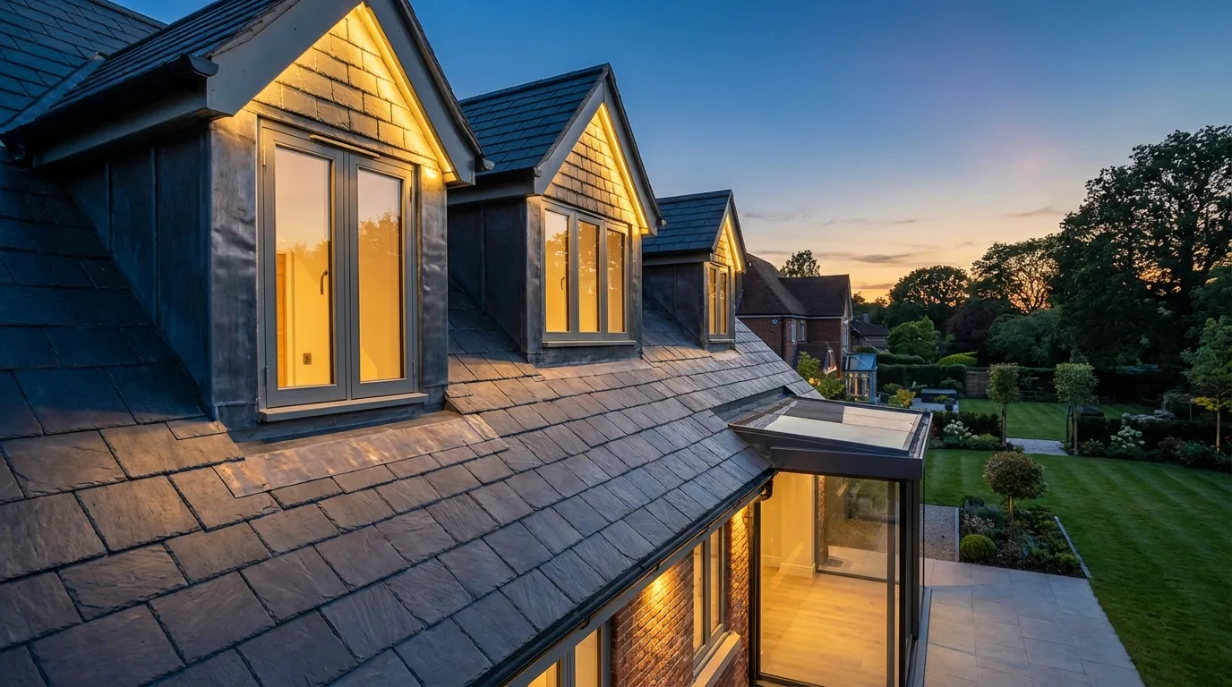 Roofer web design services Essex marketing image showing slate roof