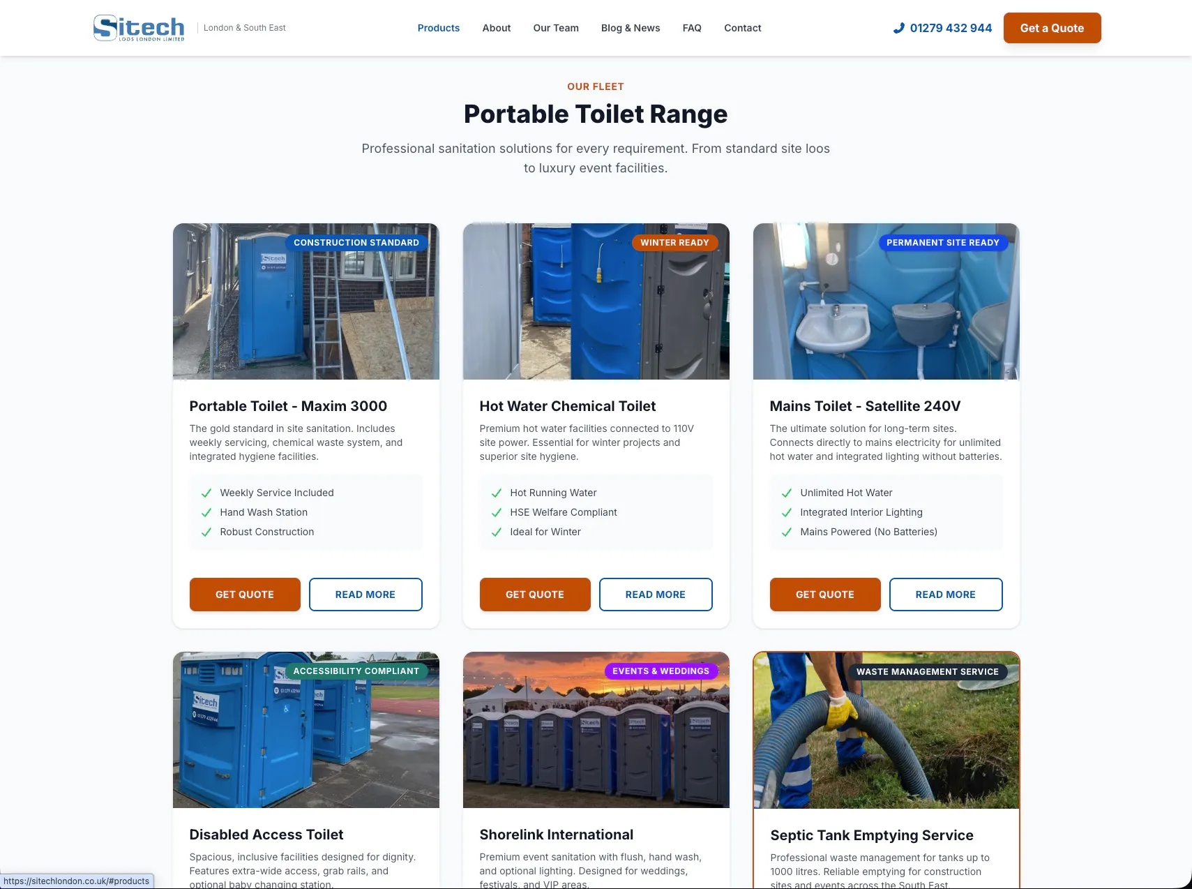 Sitech Product Range and Quote Flow